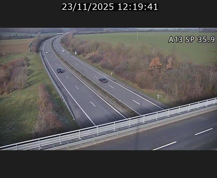 <h2>Webcam trafic sur A13 à l'entrée ouest du tunnel Markusbierg à Remerschen. Vue orientée vers Mondorf-les-Bains.</h2>