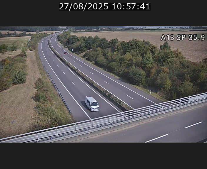 <h2>Webcam trafic sur A13 à l'entrée ouest du tunnel Markusbierg à Remerschen. Vue orientée vers Mondorf-les-Bains.</h2>