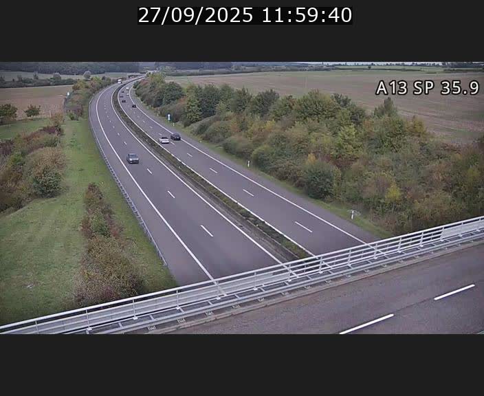 <h2>Webcam trafic sur A13 à l'entrée ouest du tunnel Markusbierg à Remerschen. Vue orientée vers Mondorf-les-Bains.</h2>