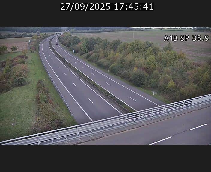 <h2>Webcam trafic sur A13 à l'entrée ouest du tunnel Markusbierg à Remerschen. Vue orientée vers Mondorf-les-Bains.</h2>