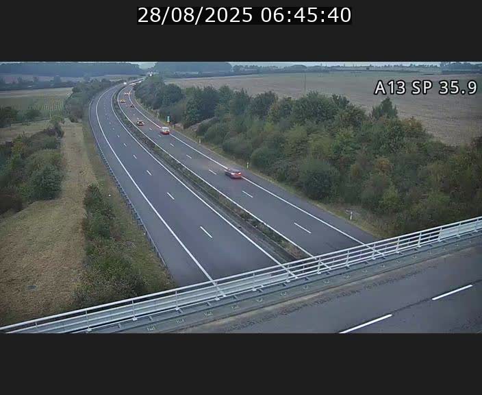<h2>Webcam trafic sur A13 à l'entrée ouest du tunnel Markusbierg à Remerschen. Vue orientée vers Mondorf-les-Bains.</h2>