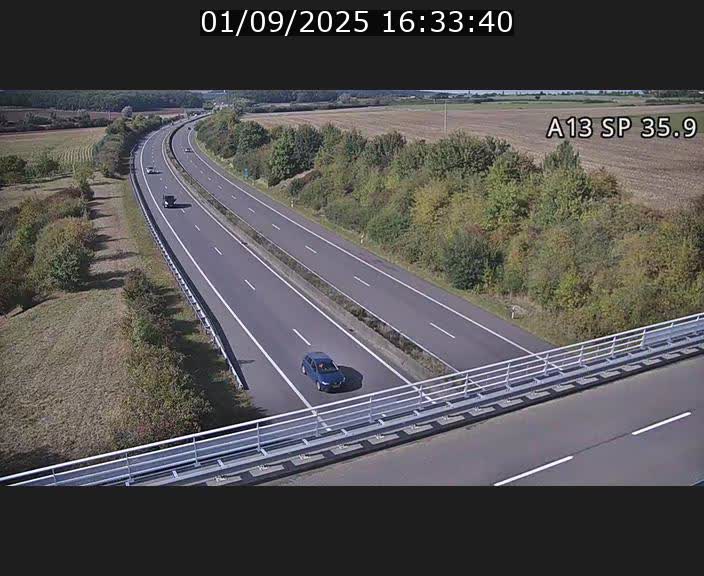 <h2>Webcam trafic sur A13 à l'entrée ouest du tunnel Markusbierg à Remerschen. Vue orientée vers Mondorf-les-Bains.</h2>