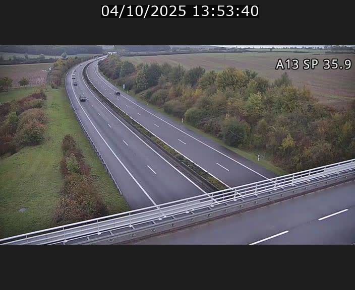 <h2>Webcam trafic sur A13 à l'entrée ouest du tunnel Markusbierg à Remerschen. Vue orientée vers Mondorf-les-Bains.</h2>