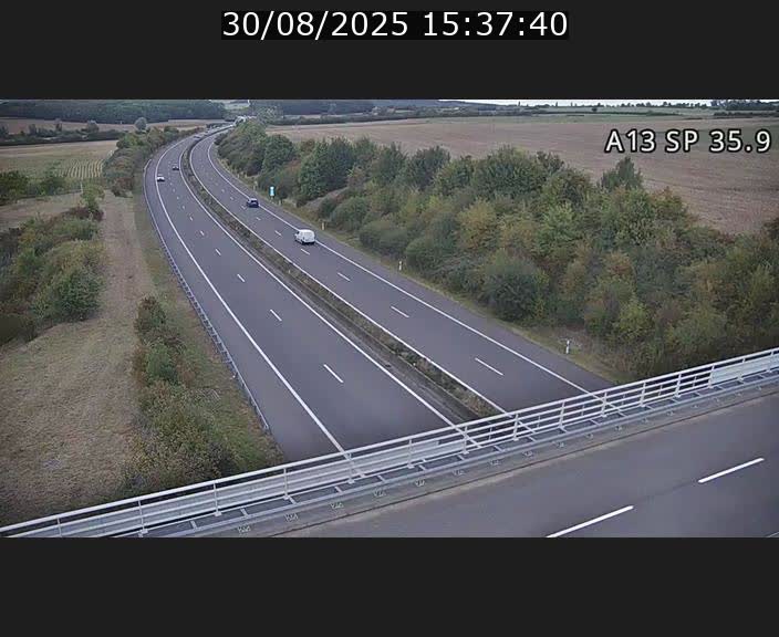 <h2>Webcam trafic sur A13 à l'entrée ouest du tunnel Markusbierg à Remerschen. Vue orientée vers Mondorf-les-Bains.</h2>
