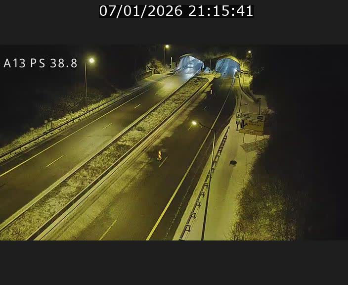 <h2>Webcam autoroute A13 à l'entrée ouest du tunnel Markusbierg à Schengen. Vue orientée vers Mondorf-les-Bains</h2>