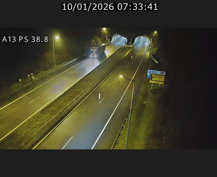 Webcam autoroute A13 à l'entrée ouest du tunnel Markusbierg à Schengen. Vue orientée vers Mondorf-les-Bains