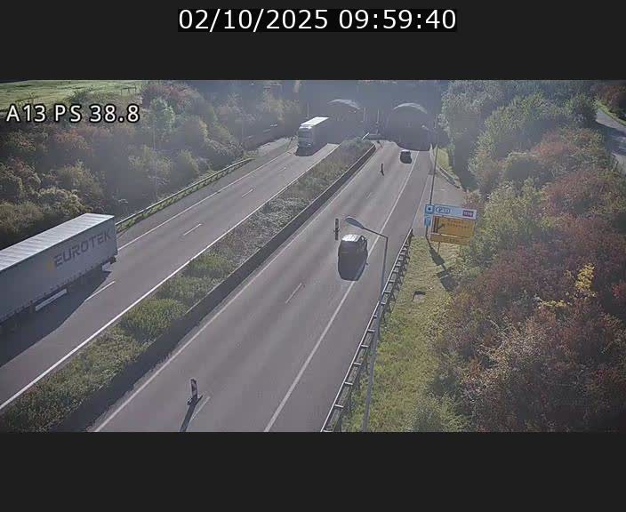 <h2>Webcam autoroute A13 à l'entrée ouest du tunnel Markusbierg à Schengen. Vue orientée vers Mondorf-les-Bains</h2>