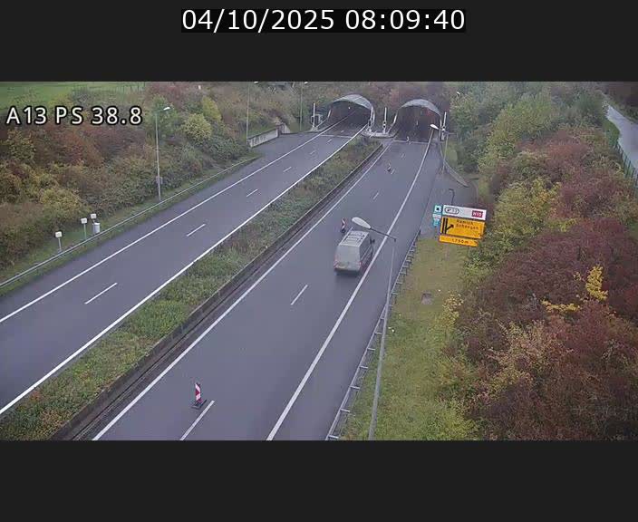 <h2>Webcam autoroute A13 à l'entrée ouest du tunnel Markusbierg à Schengen. Vue orientée vers Mondorf-les-Bains</h2>