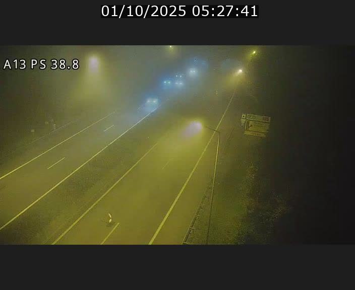 <h2>Webcam autoroute A13 à l'entrée ouest du tunnel Markusbierg à Schengen. Vue orientée vers Mondorf-les-Bains</h2>