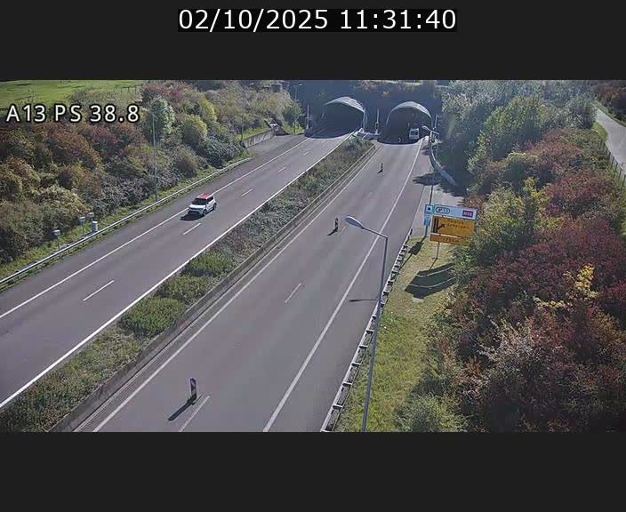 <h2>Webcam autoroute A13 à l'entrée ouest du tunnel Markusbierg à Schengen. Vue orientée vers Mondorf-les-Bains</h2>