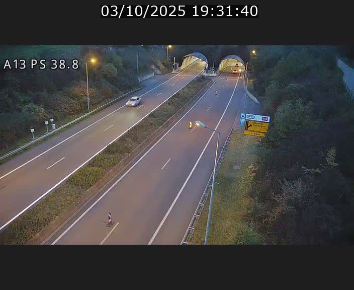 <h2>Webcam autoroute A13 à l'entrée ouest du tunnel Markusbierg à Schengen. Vue orientée vers Mondorf-les-Bains</h2>