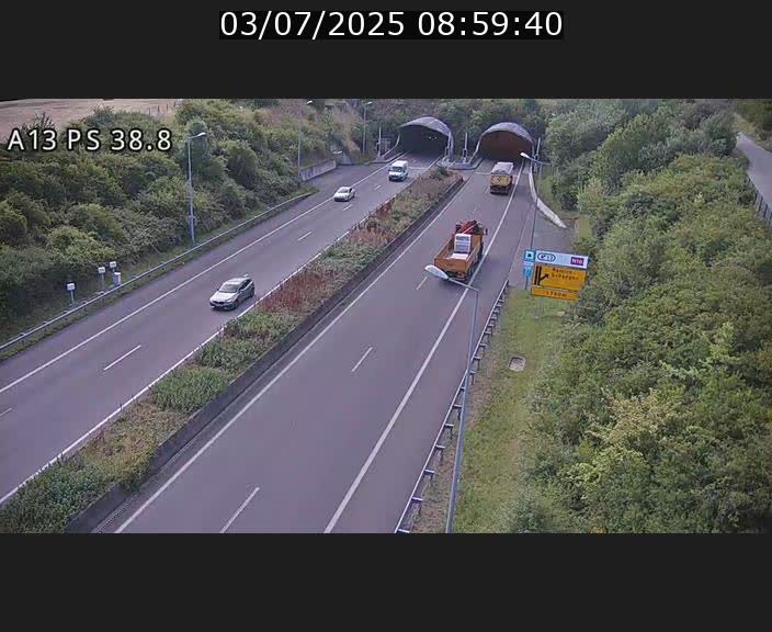<h2>Webcam autoroute A13 à l'entrée ouest du tunnel Markusbierg à Schengen. Vue orientée vers Mondorf-les-Bains</h2>