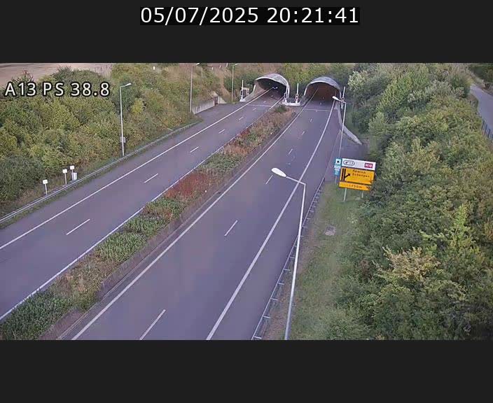 <h2>Webcam autoroute A13 à l'entrée ouest du tunnel Markusbierg à Schengen. Vue orientée vers Mondorf-les-Bains</h2>