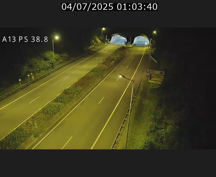 <h2>Webcam autoroute A13 à l'entrée ouest du tunnel Markusbierg à Schengen. Vue orientée vers Mondorf-les-Bains</h2>