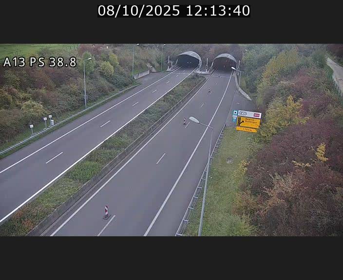 <h2>Webcam autoroute A13 à l'entrée ouest du tunnel Markusbierg à Schengen. Vue orientée vers Mondorf-les-Bains</h2>