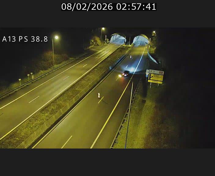 <h2>Webcam autoroute A13 à l'entrée ouest du tunnel Markusbierg à Schengen. Vue orientée vers Mondorf-les-Bains</h2>