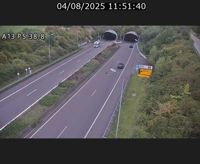 <h2>Webcam autoroute A13 à l'entrée ouest du tunnel Markusbierg à Schengen. Vue orientée vers Mondorf-les-Bains</h2>