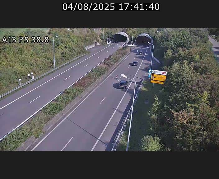 <h2>Webcam autoroute A13 à l'entrée ouest du tunnel Markusbierg à Schengen. Vue orientée vers Mondorf-les-Bains</h2>