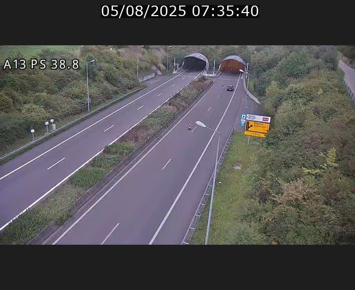 <h2>Webcam autoroute A13 à l'entrée ouest du tunnel Markusbierg à Schengen. Vue orientée vers Mondorf-les-Bains</h2>