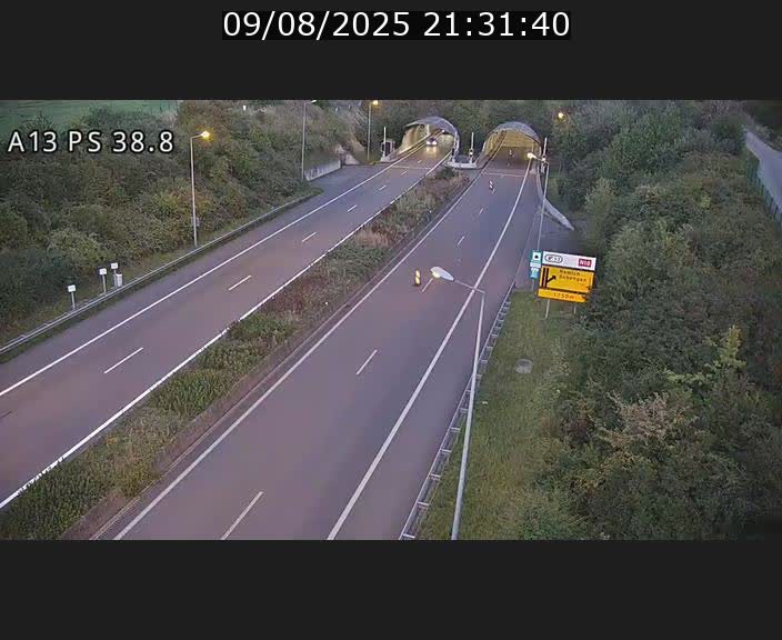 <h2>Webcam autoroute A13 à l'entrée ouest du tunnel Markusbierg à Schengen. Vue orientée vers Mondorf-les-Bains</h2>