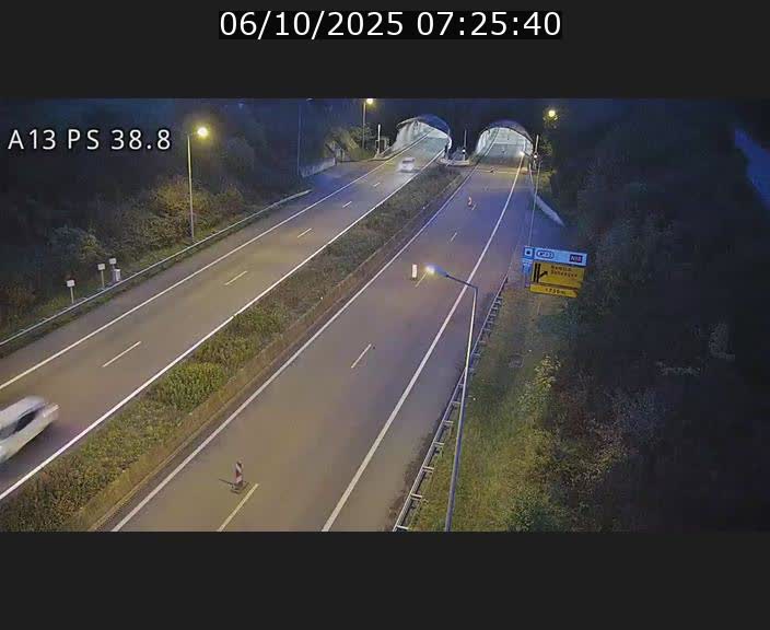 <h2>Webcam autoroute A13 à l'entrée ouest du tunnel Markusbierg à Schengen. Vue orientée vers Mondorf-les-Bains</h2>