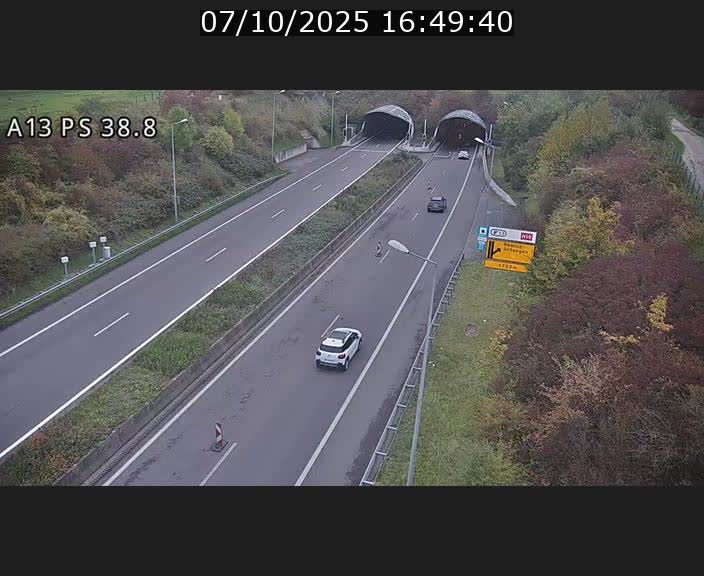<h2>Webcam autoroute A13 à l'entrée ouest du tunnel Markusbierg à Schengen. Vue orientée vers Mondorf-les-Bains</h2>