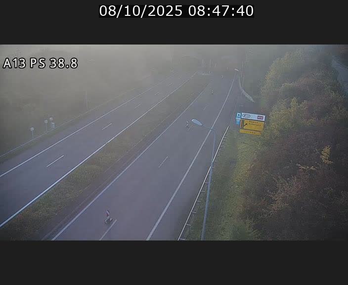 <h2>Webcam autoroute A13 à l'entrée ouest du tunnel Markusbierg à Schengen. Vue orientée vers Mondorf-les-Bains</h2>