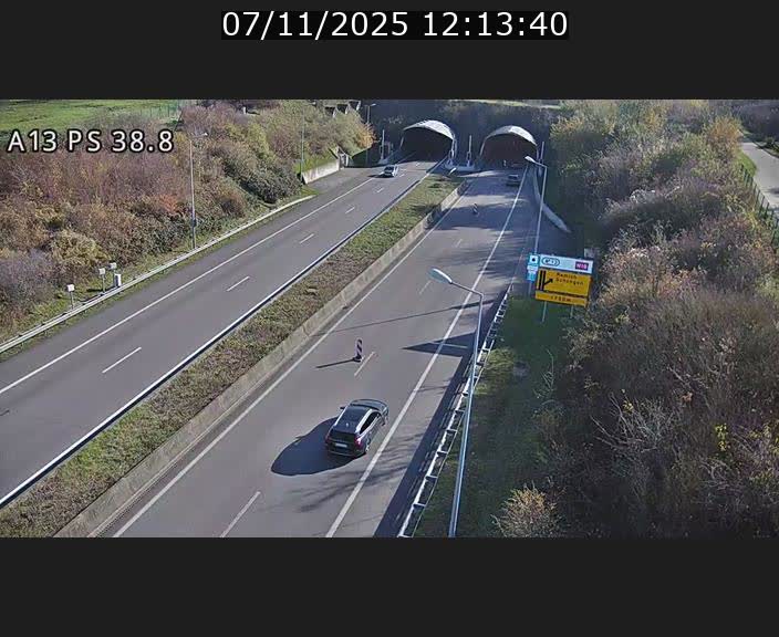 <h2>Webcam autoroute A13 à l'entrée ouest du tunnel Markusbierg à Schengen. Vue orientée vers Mondorf-les-Bains</h2>