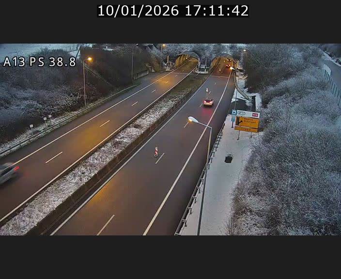 <h2>Webcam autoroute A13 à l'entrée ouest du tunnel Markusbierg à Schengen. Vue orientée vers Mondorf-les-Bains</h2>