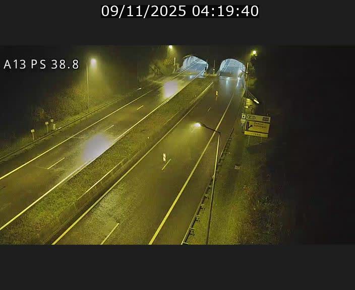<h2>Webcam autoroute A13 à l'entrée ouest du tunnel Markusbierg à Schengen. Vue orientée vers Mondorf-les-Bains</h2>