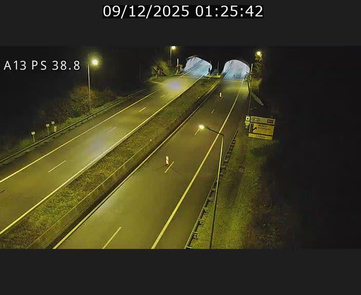 <h2>Webcam autoroute A13 à l'entrée ouest du tunnel Markusbierg à Schengen. Vue orientée vers Mondorf-les-Bains</h2>