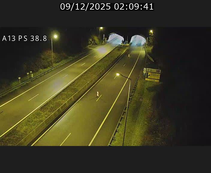 <h2>Webcam autoroute A13 à l'entrée ouest du tunnel Markusbierg à Schengen. Vue orientée vers Mondorf-les-Bains</h2>