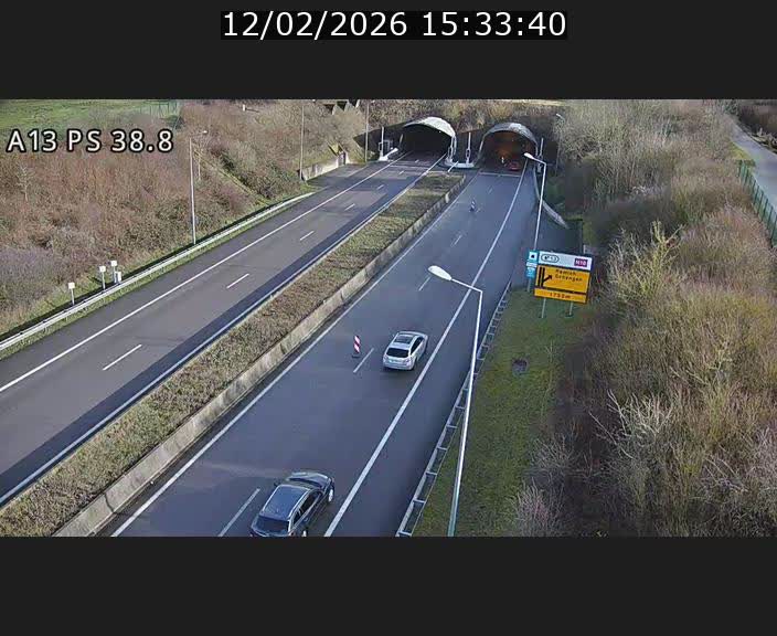 <h2>Webcam autoroute A13 à l'entrée ouest du tunnel Markusbierg à Schengen. Vue orientée vers Mondorf-les-Bains</h2>