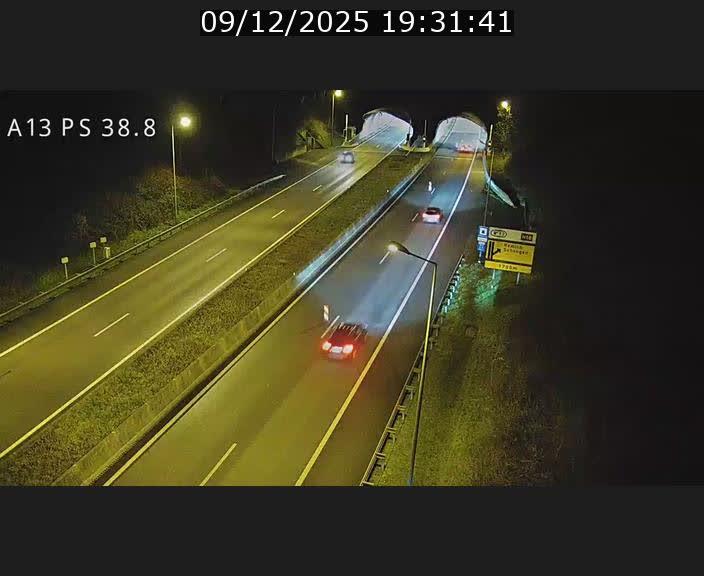 <h2>Webcam autoroute A13 à l'entrée ouest du tunnel Markusbierg à Schengen. Vue orientée vers Mondorf-les-Bains</h2>