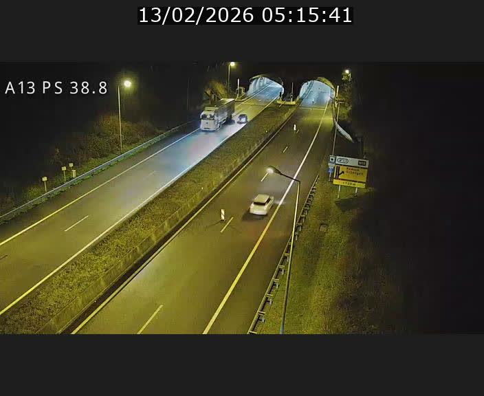 <h2>Webcam autoroute A13 à l'entrée ouest du tunnel Markusbierg à Schengen. Vue orientée vers Mondorf-les-Bains</h2>