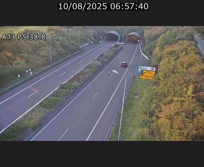 <h2>Webcam autoroute A13 à l'entrée ouest du tunnel Markusbierg à Schengen. Vue orientée vers Mondorf-les-Bains</h2>