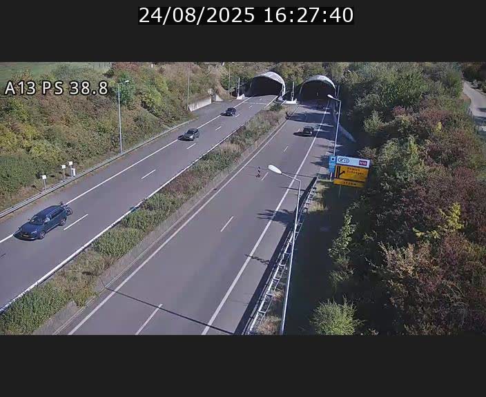 <h2>Webcam autoroute A13 à l'entrée ouest du tunnel Markusbierg à Schengen. Vue orientée vers Mondorf-les-Bains</h2>