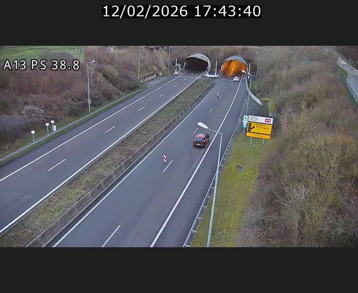 <h2>Webcam autoroute A13 à l'entrée ouest du tunnel Markusbierg à Schengen. Vue orientée vers Mondorf-les-Bains</h2>