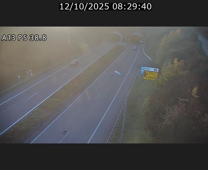 <h2>Webcam autoroute A13 à l'entrée ouest du tunnel Markusbierg à Schengen. Vue orientée vers Mondorf-les-Bains</h2>
