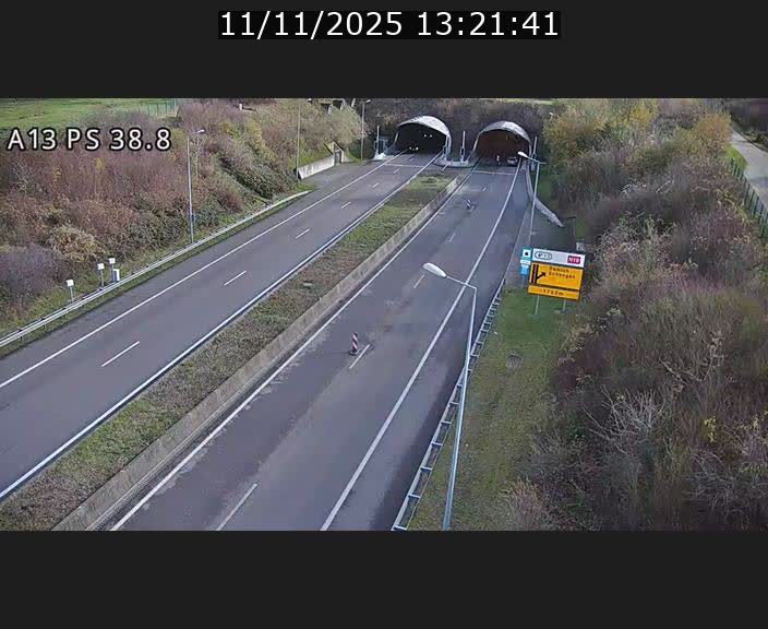 <h2>Webcam autoroute A13 à l'entrée ouest du tunnel Markusbierg à Schengen. Vue orientée vers Mondorf-les-Bains</h2>