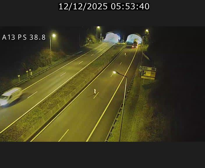 <h2>Webcam autoroute A13 à l'entrée ouest du tunnel Markusbierg à Schengen. Vue orientée vers Mondorf-les-Bains</h2>