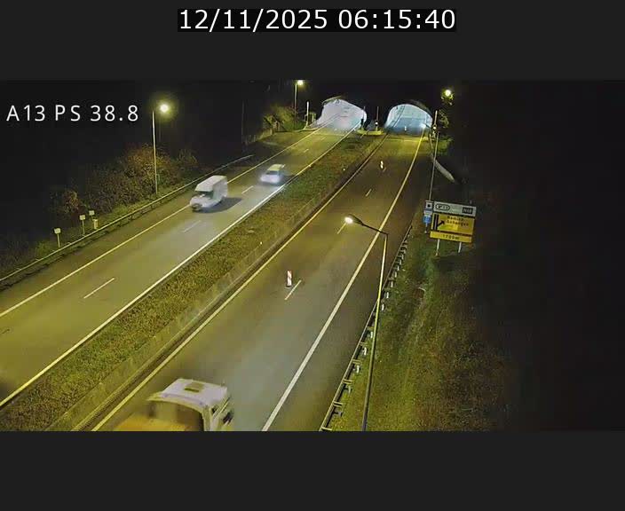 <h2>Webcam autoroute A13 à l'entrée ouest du tunnel Markusbierg à Schengen. Vue orientée vers Mondorf-les-Bains</h2>
