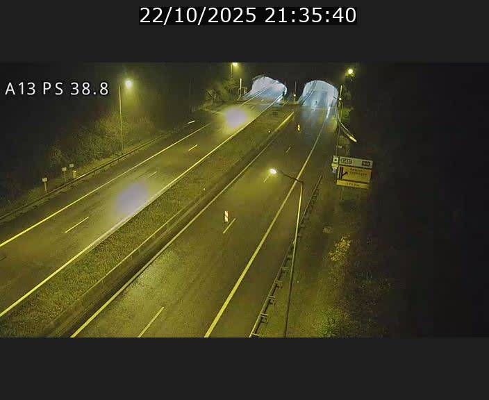 <h2>Webcam autoroute A13 à l'entrée ouest du tunnel Markusbierg à Schengen. Vue orientée vers Mondorf-les-Bains</h2>