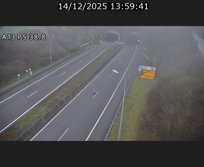 <h2>Webcam autoroute A13 à l'entrée ouest du tunnel Markusbierg à Schengen. Vue orientée vers Mondorf-les-Bains</h2>