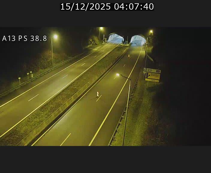 <h2>Webcam autoroute A13 à l'entrée ouest du tunnel Markusbierg à Schengen. Vue orientée vers Mondorf-les-Bains</h2>