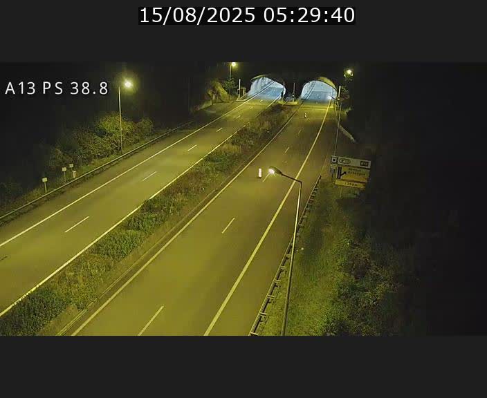 <h2>Webcam autoroute A13 à l'entrée ouest du tunnel Markusbierg à Schengen. Vue orientée vers Mondorf-les-Bains</h2>