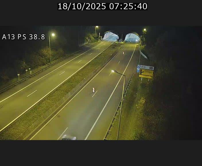<h2>Webcam autoroute A13 à l'entrée ouest du tunnel Markusbierg à Schengen. Vue orientée vers Mondorf-les-Bains</h2>