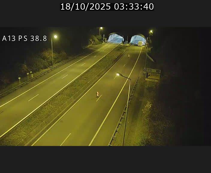 <h2>Webcam autoroute A13 à l'entrée ouest du tunnel Markusbierg à Schengen. Vue orientée vers Mondorf-les-Bains</h2>