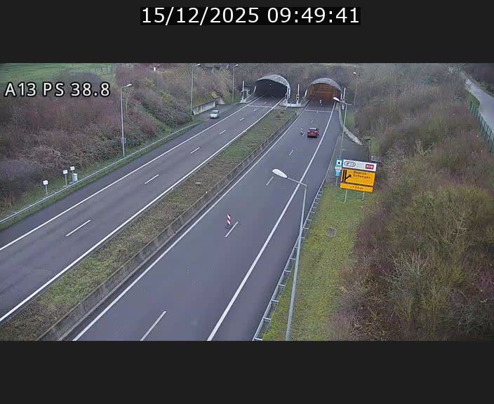 <h2>Webcam autoroute A13 à l'entrée ouest du tunnel Markusbierg à Schengen. Vue orientée vers Mondorf-les-Bains</h2>