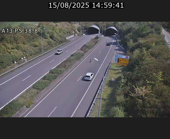 <h2>Webcam autoroute A13 à l'entrée ouest du tunnel Markusbierg à Schengen. Vue orientée vers Mondorf-les-Bains</h2>